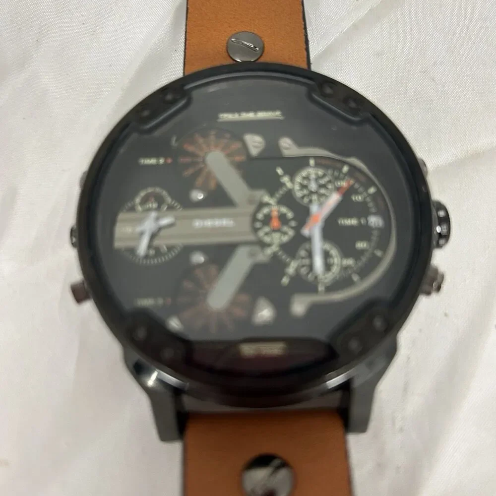 Diesel Mr. Daddy 2.0 DZ7332 Men’s 57mm Chronograph Watch Brown Leather Band